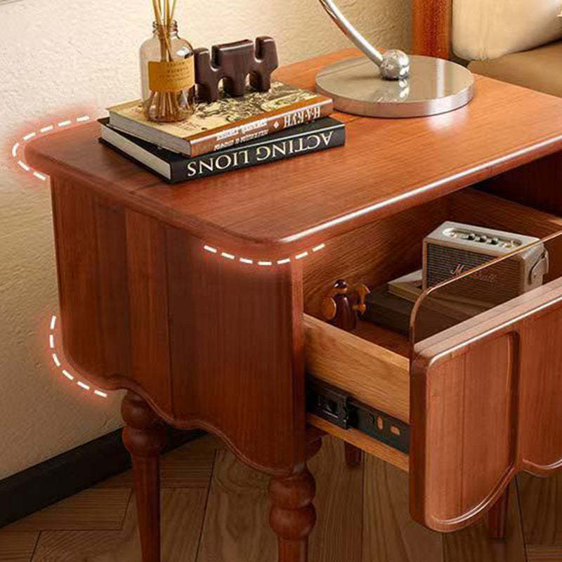 Minimalist Wood Glass Rectangular 1-Drawer Nightstand