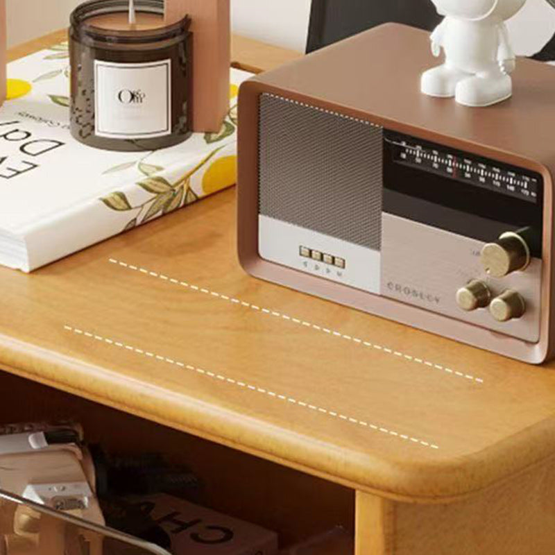 Minimalist Wood Glass Rectangular 1-Drawer Nightstand