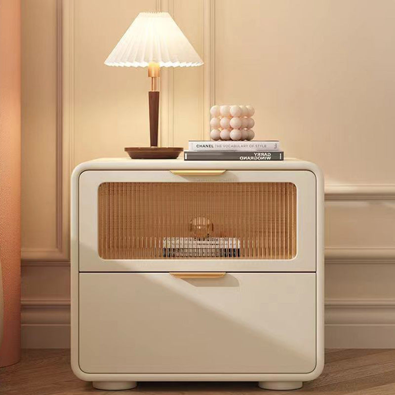 Nordic Microfiber Leather 2-Drawer Cabinet — Beige