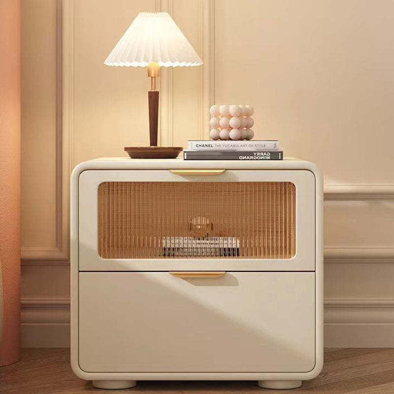 Nordic Microfiber Leather 2-Drawer Cabinet — Beige