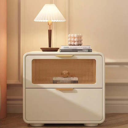 Nordic Microfiber Leather 2-Drawer Cabinet — Beige