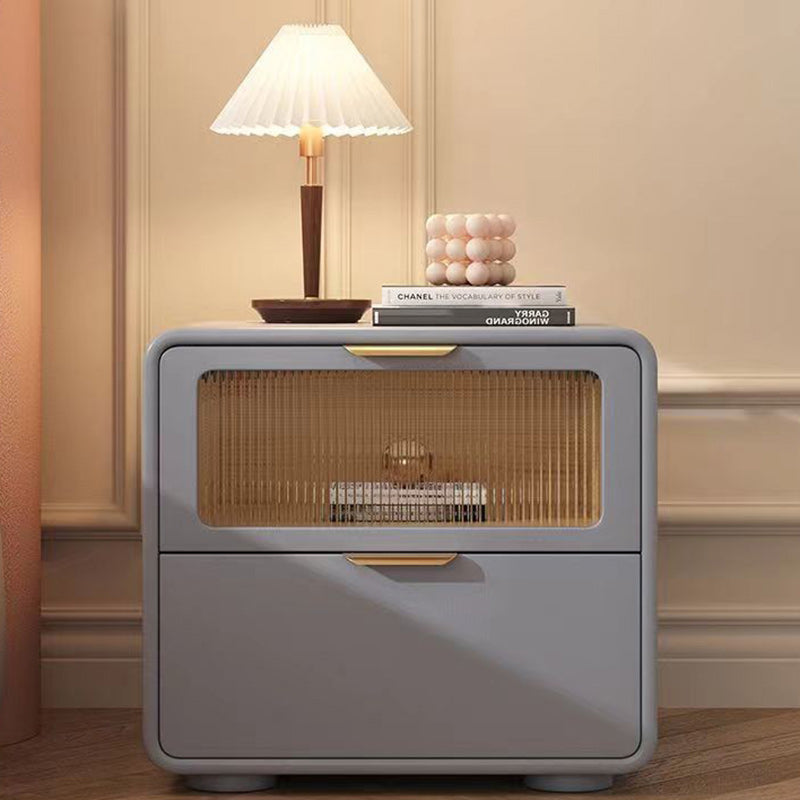 Nordic Microfiber Leather 2-Drawer Cabinet — Light Gray