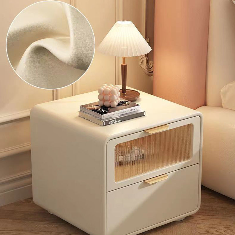 Nordic Microfiber Leather 2-Drawer Cabinet — Khaki