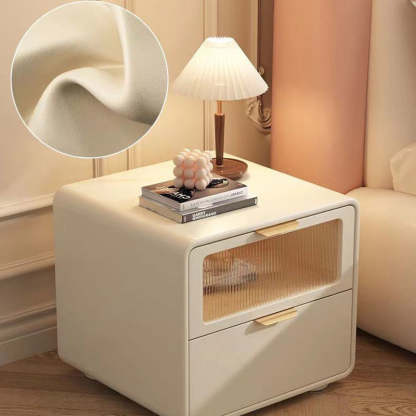 Nordic Microfiber Leather 2-Drawer Cabinet — Khaki