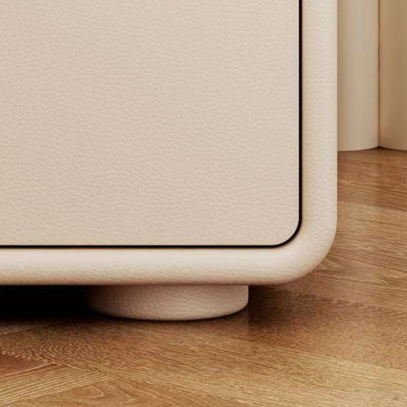 Nordic Microfiber Leather 2-Drawer Cabinet — Light Gray + White