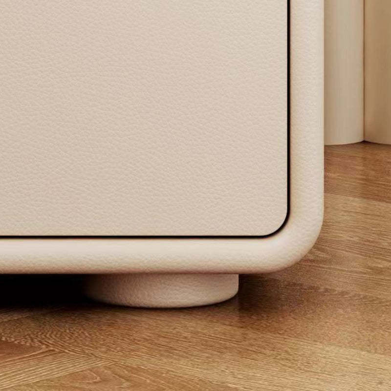 Nordic Microfiber Leather 2-Drawer Cabinet — Light Gray + White