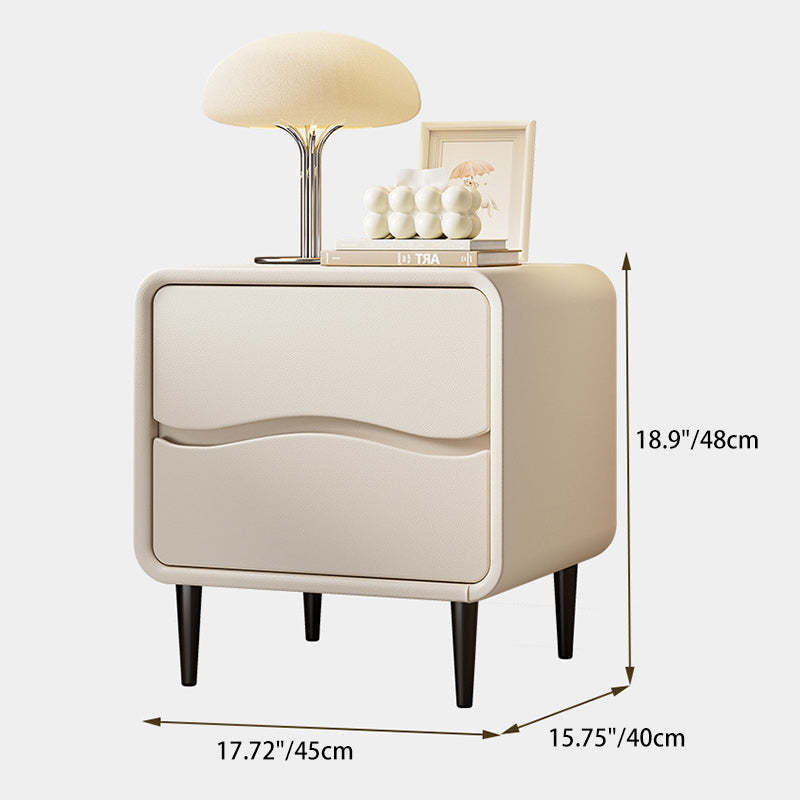 Minimalist Microfiber Leather 2-Drawer Nightstand — Green