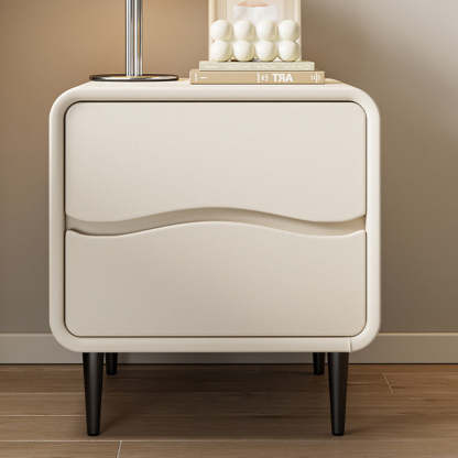 Minimalist Microfiber Leather 2-Drawer Nightstand — Light Gray