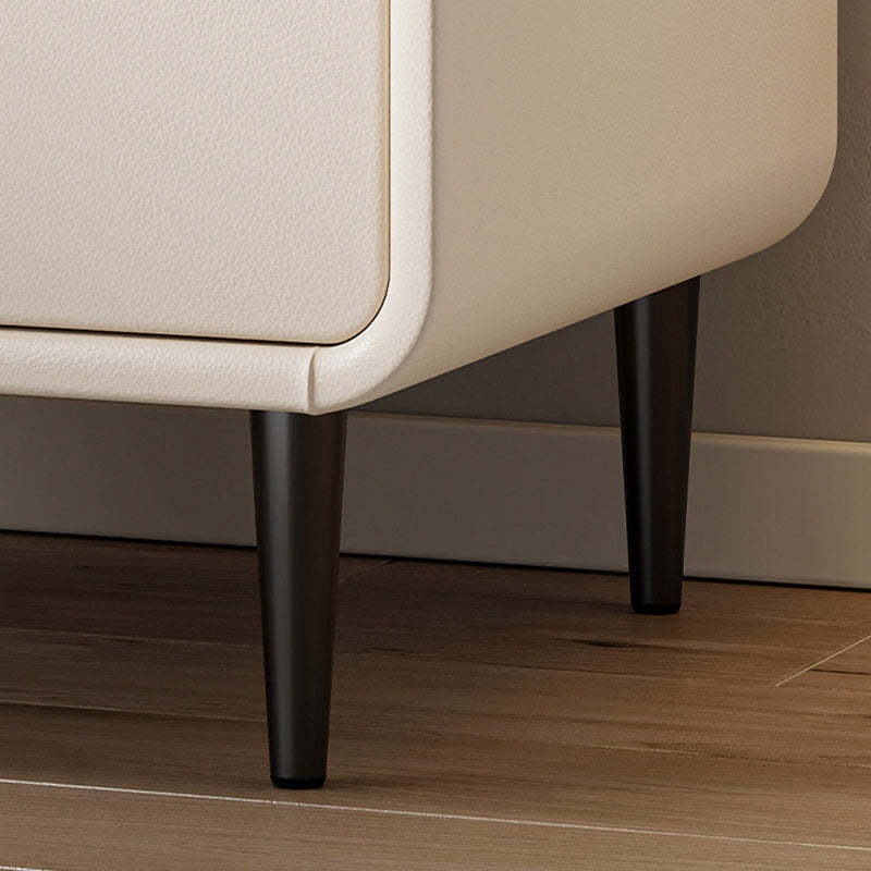 Minimalist Microfiber Leather 2-Drawer Nightstand — Black