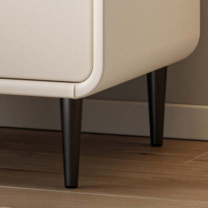 Minimalist Microfiber Leather 2-Drawer Nightstand — Black