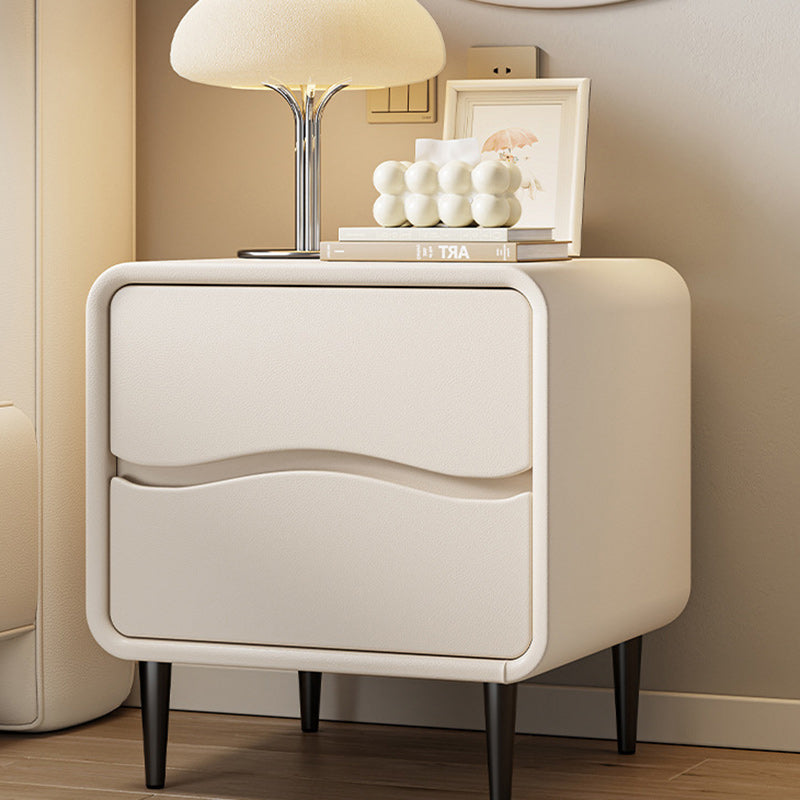 Minimalist Microfiber Leather 2-Drawer Nightstand — Green