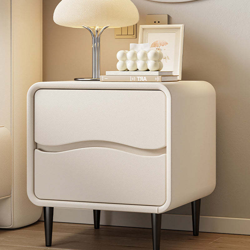 Minimalist Microfiber Leather 2-Drawer Nightstand — Green
