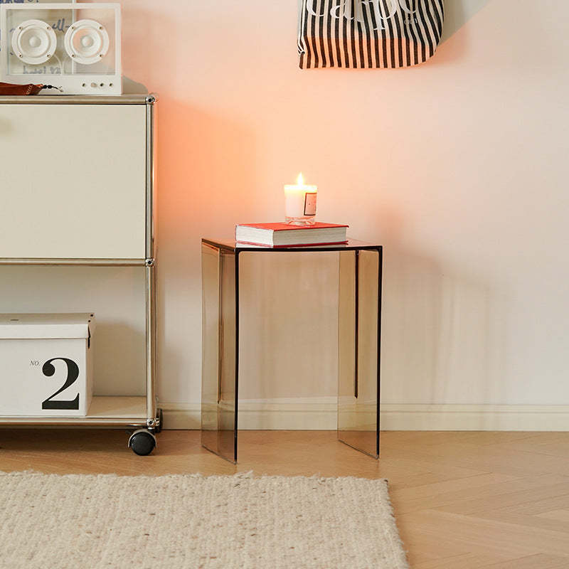 Minimalist Rectangular Side Table — Transparent