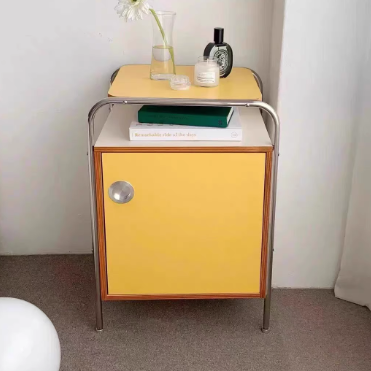 Nordic Plank Steel 1-Cabinet Nightstand
