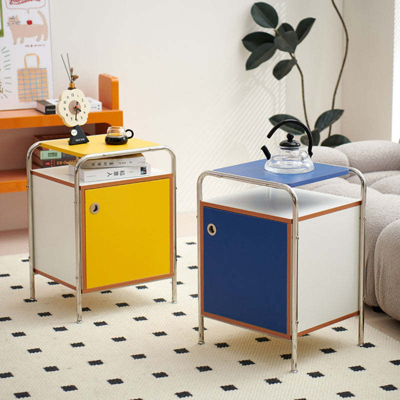 Nordic Plank Steel 1-Cabinet Nightstand