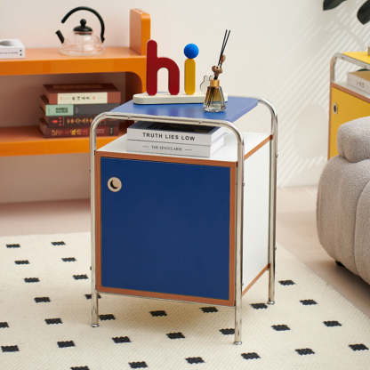 Nordic Plank Steel 1-Cabinet Nightstand