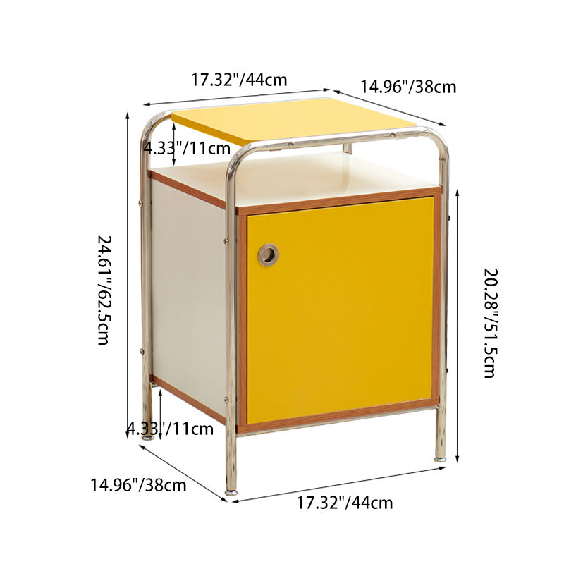 Nordic Plank Steel 1-Cabinet Nightstand