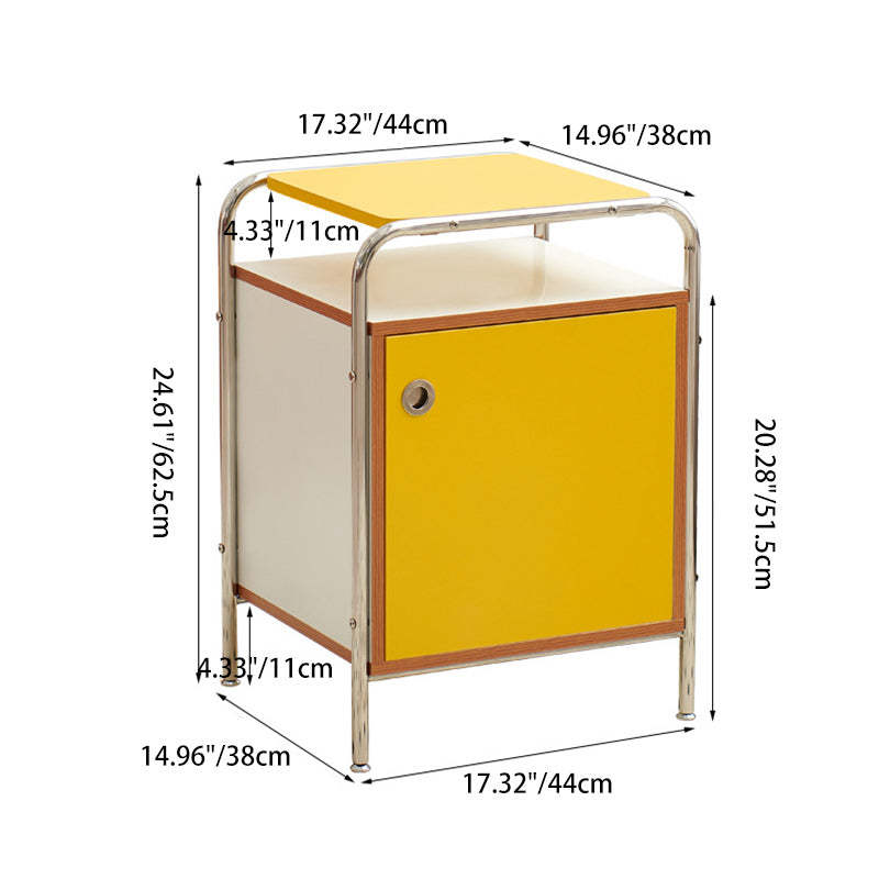 Nordic Plank Steel 1-Cabinet Nightstand