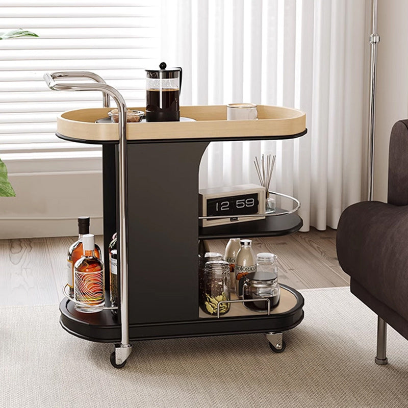 Nordic Engineered Wood Steel Oval Rolling Side Table