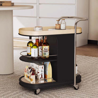 Nordic Engineered Wood Steel Oval Rolling Side Table