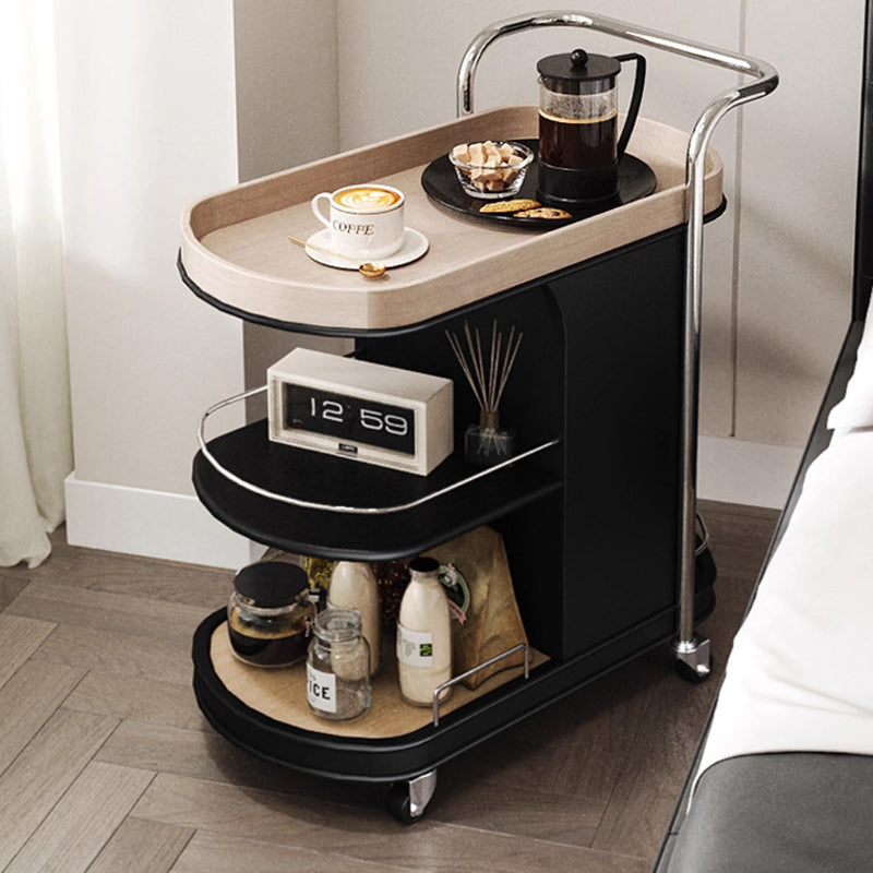Nordic Engineered Wood Steel Oval Rolling Side Table