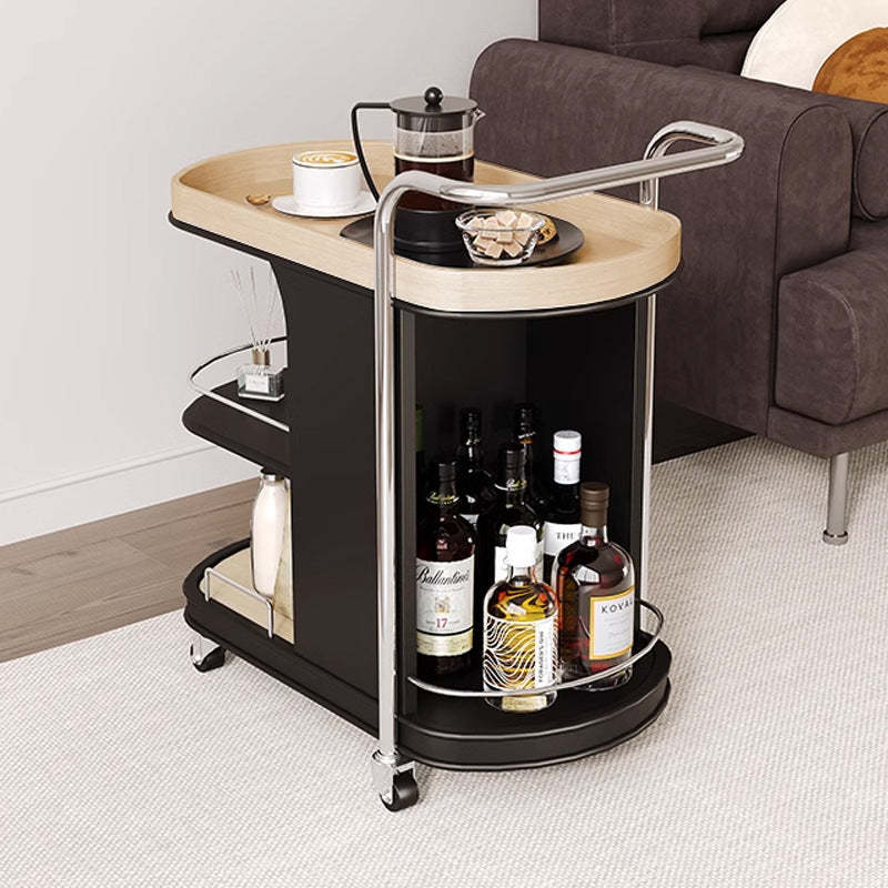 Nordic Engineered Wood Steel Oval Rolling Side Table