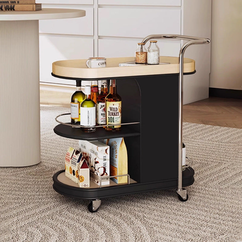 Nordic Engineered Wood Steel Oval Rolling Side Table