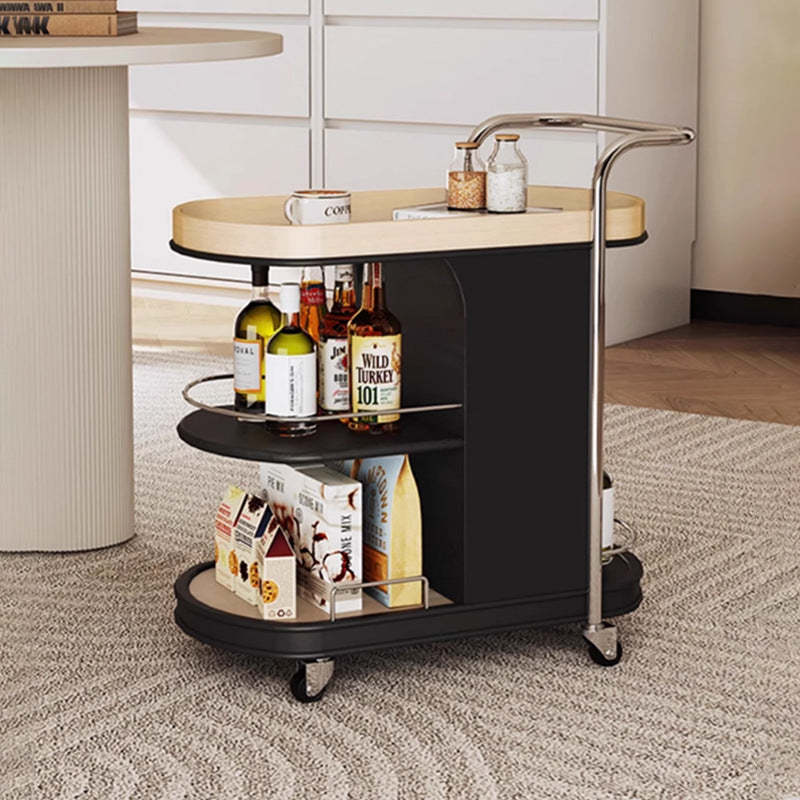 Nordic Engineered Wood Steel Oval Rolling Side Table