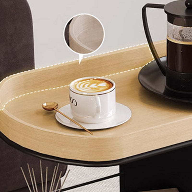 Nordic Engineered Wood Steel Oval Rolling Side Table