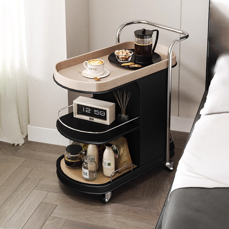 Wood steel wood engineered rolling end & side tables - nordic