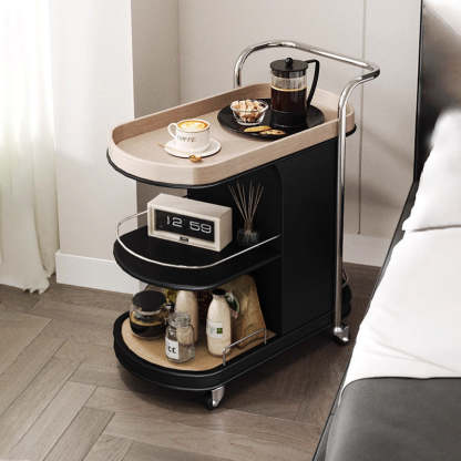 Nordic Engineered Wood Steel Oval Rolling Side Table