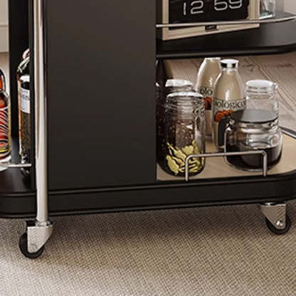 Nordic Engineered Wood Steel Oval Rolling Side Table