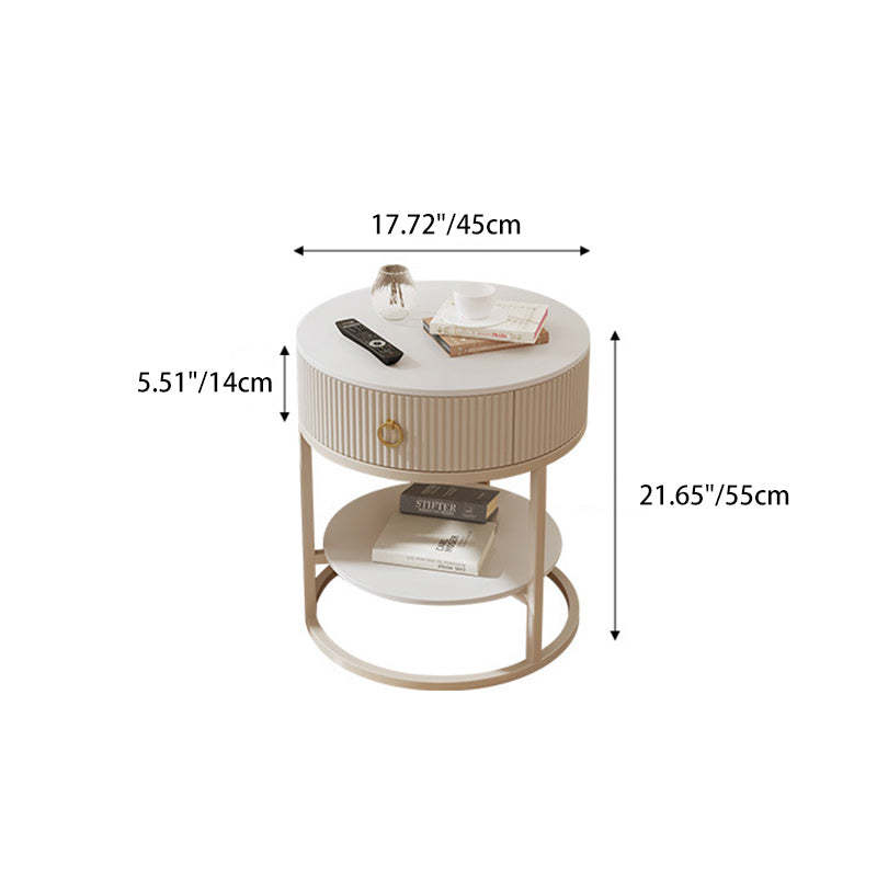 Minimalist Stone Steel Round Side Table — 2 / White