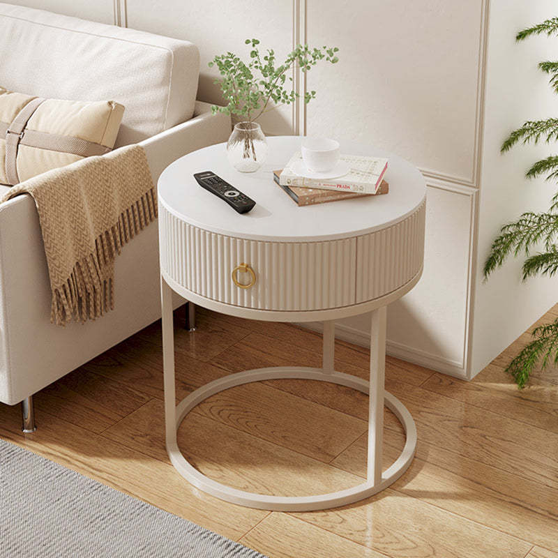 Minimalist Stone Steel Round Side Table