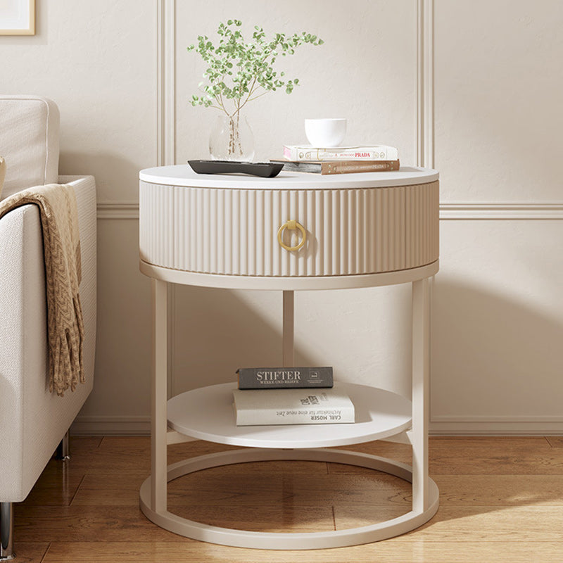 Minimalist Stone Steel Round Side Table