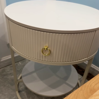 Minimalist Stone Steel Round Side Table
