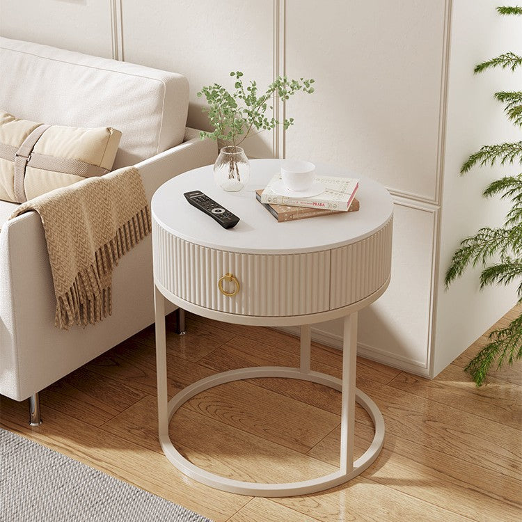 Minimalist Stone Steel Round Side Table — 2 / Gold
