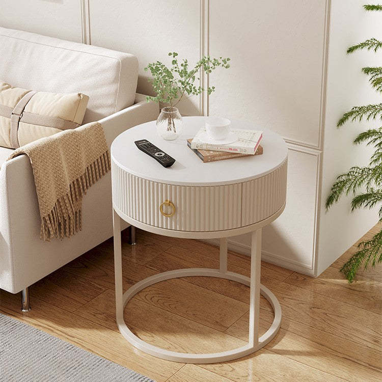 Minimalist Stone Steel Round Side Table — 2 / Gold