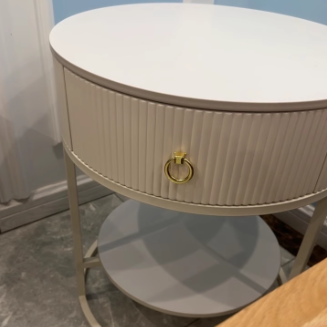 Minimalist Stone Steel Round Side Table