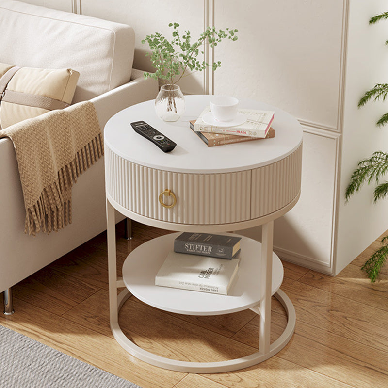 Minimalist Stone Steel Round Side Table
