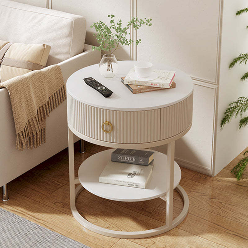 Minimalist Stone Steel Round Side Table