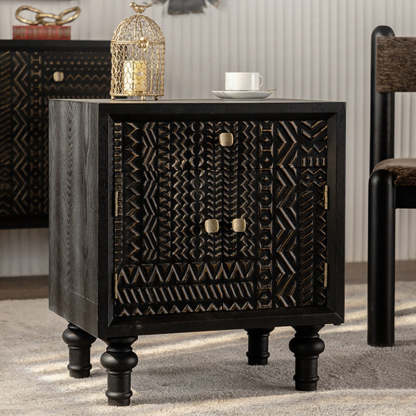 Vintage Wood 1-Drawer Nightstand