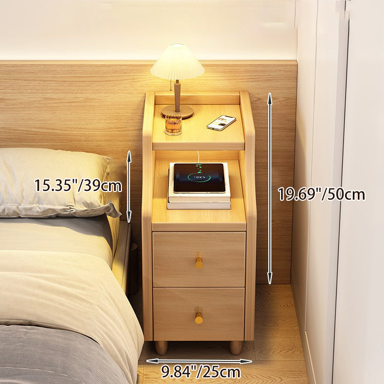 Minimalist Wood Eco-Board Rectangular Nightstand — Original Wood Color