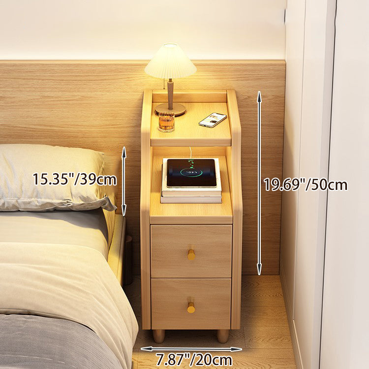 Minimalist Wood Eco-Board Rectangular Nightstand — Walnut Color