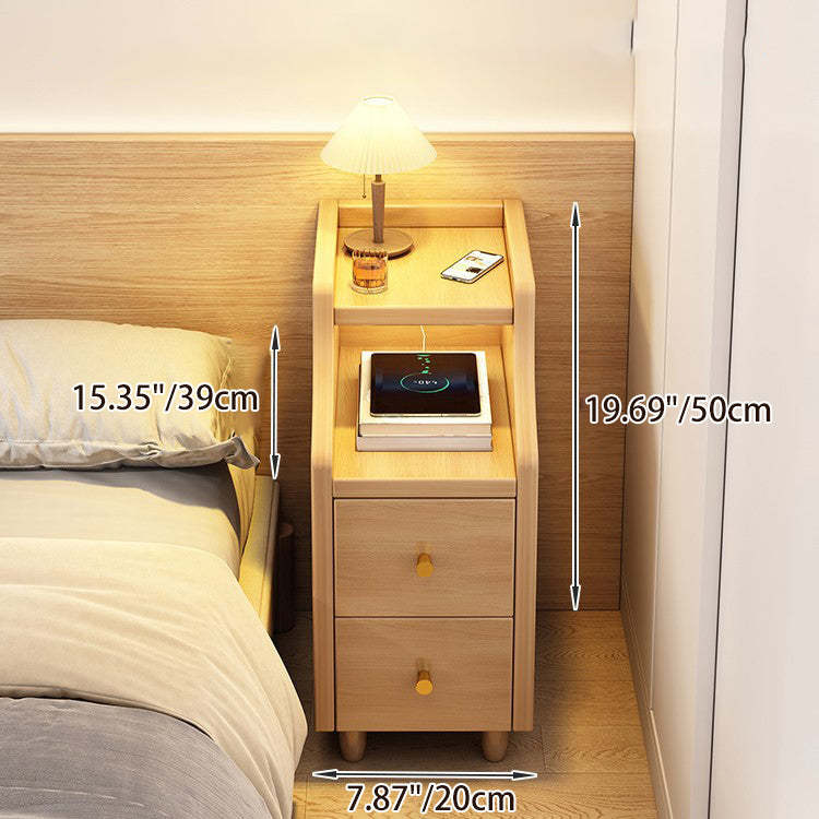 Minimalist Wood Eco-Board Rectangular Nightstand — Walnut Color