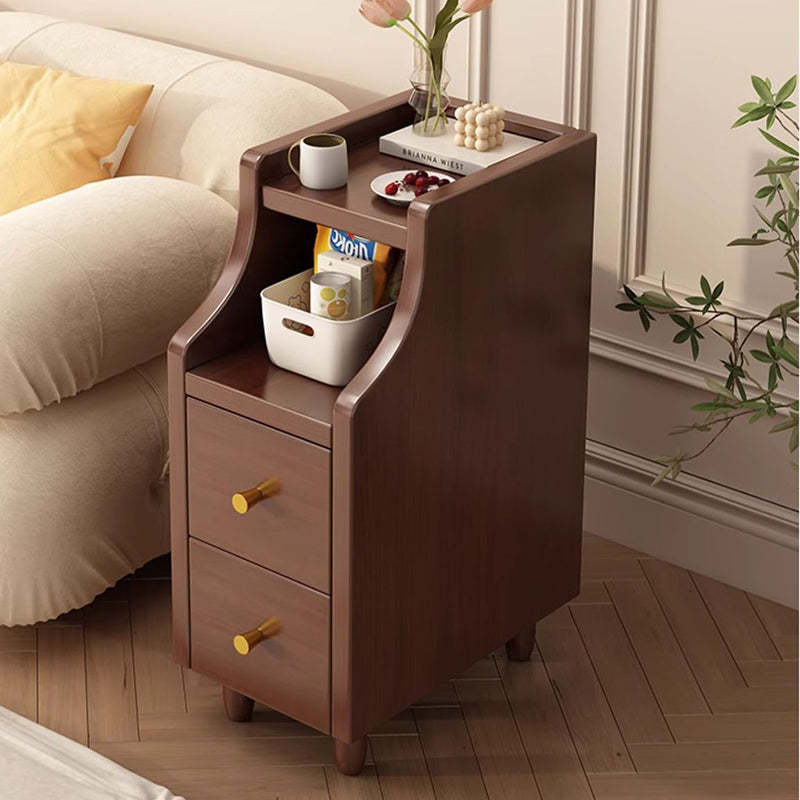 Minimalist Wood Eco-Board Rectangular Nightstand — Walnut Color