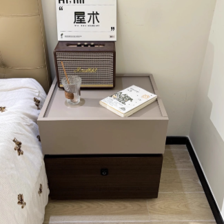 Minimalist Oak 2-Drawer Smart Lock Nightstand
