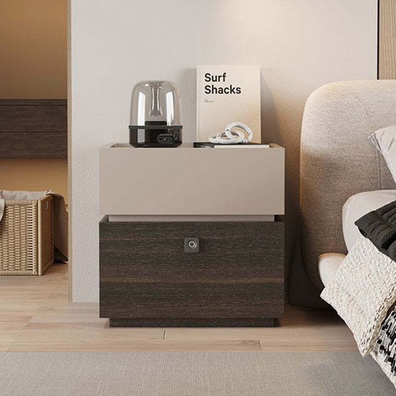 Minimalist Oak 2-Drawer Smart Lock Nightstand