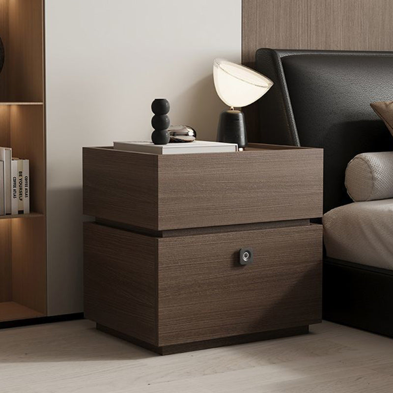 Minimalist Oak 2-Drawer Smart Lock Nightstand