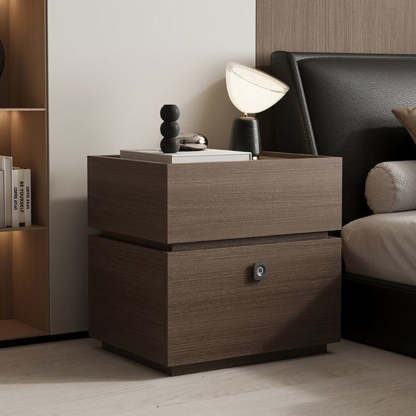 Minimalist Oak 2-Drawer Smart Lock Nightstand